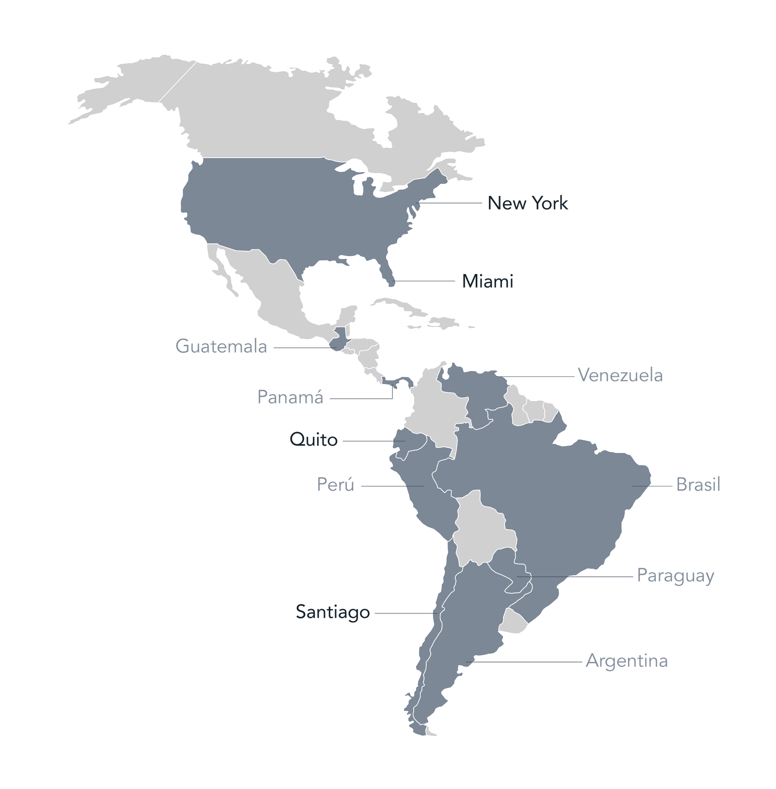 Mapa de alcance internacional